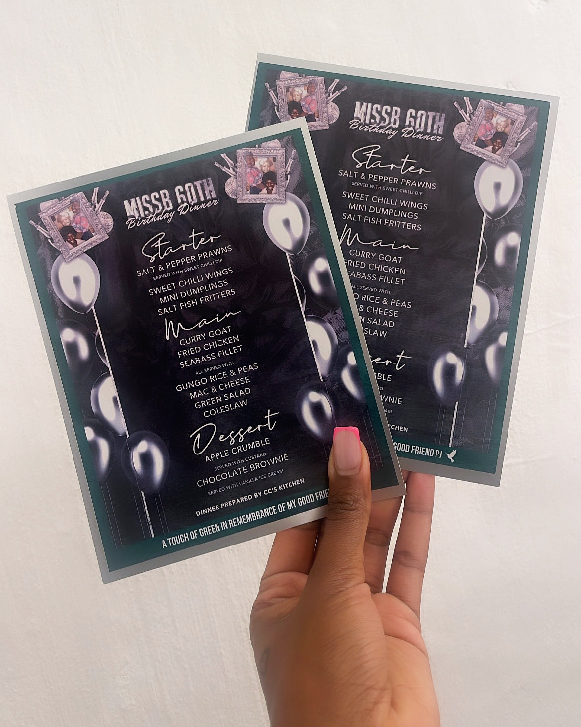 Personalised menus for all occasions